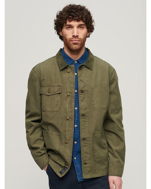 Superdry Green Merchant Store Cotton Work Jacket for men