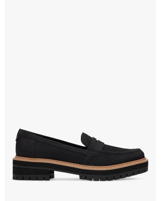 TOMS Black Cara Lug Sole Leather Loafers