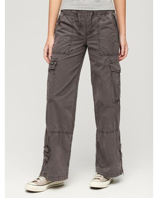 Superdry Gray Low Rise Wide Leg Cargo Pants