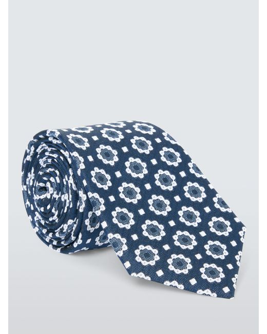 John Lewis Blue Silk Floral Foulard Print Tie for men