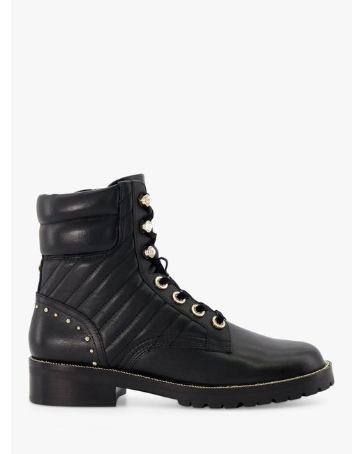 Dune Black Pearlescent Leather Boots