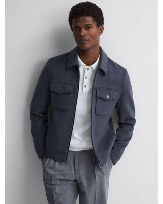 Reiss Peridoe Zip Through Shacket in Blue for Men Lyst UK