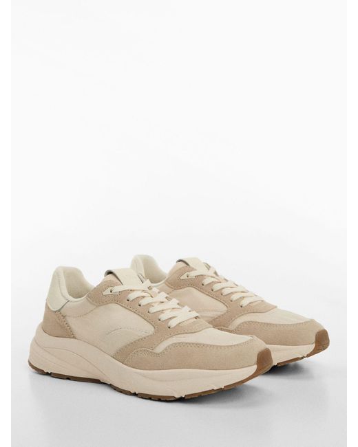 Mango Natural Rope Leather Mix Trainers