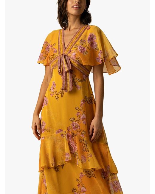 Raishma Yellow Katie Floral Midi Dress