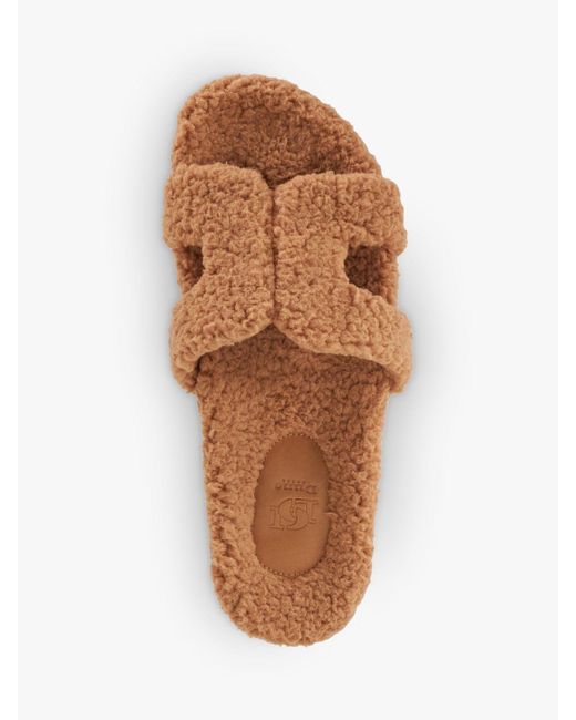 Dune Brown Loupa Fluffy Slider Sandals