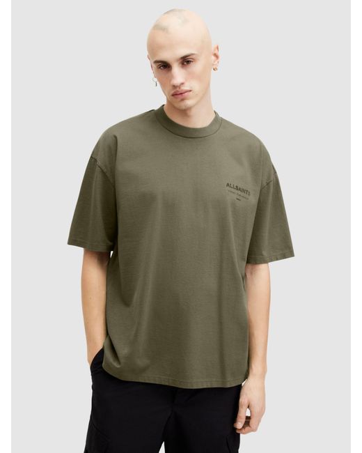 AllSaints Green Xander Short Sleeve Crew T-shirt for men