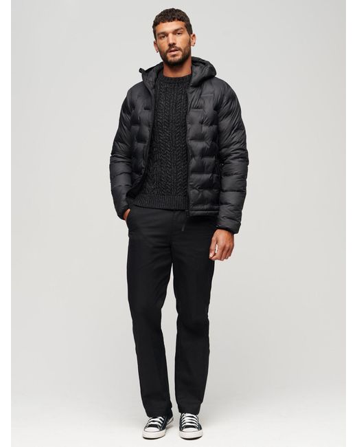 Superdry Gray Short Quilted Puffer Jacket for men