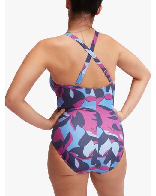 Speedo Blue Shaping Print Swimsuit