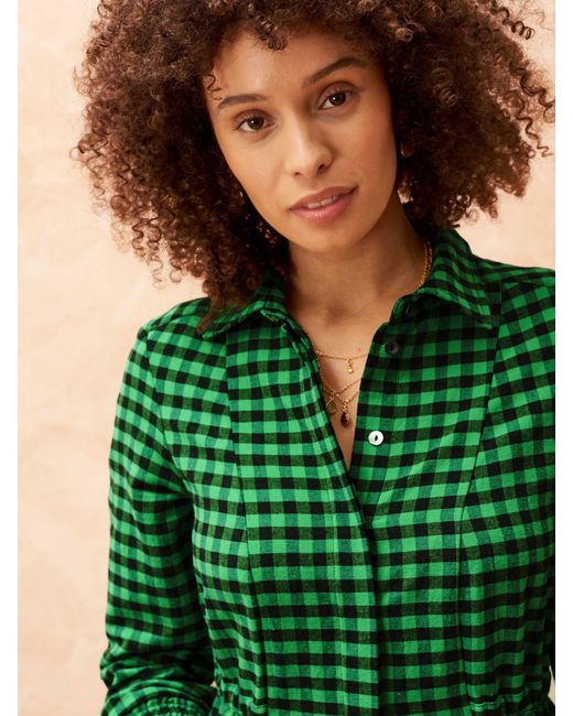 Brora Gingham Shirt Dress in Green | Lyst UK