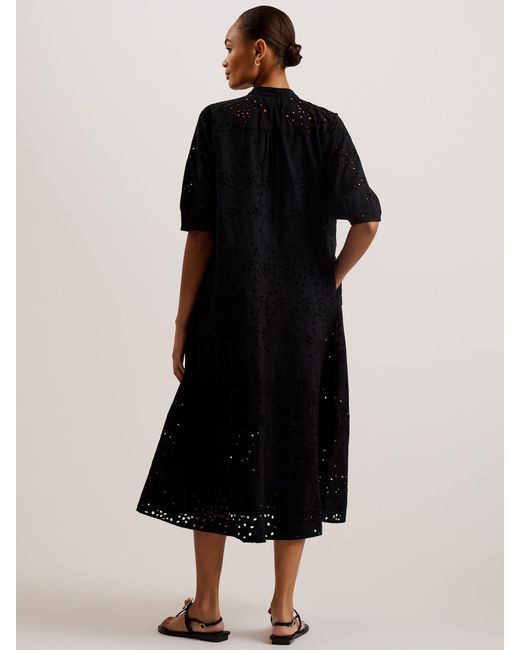 Ted Baker Black Nikaia Oversized Broderie Midi Dress