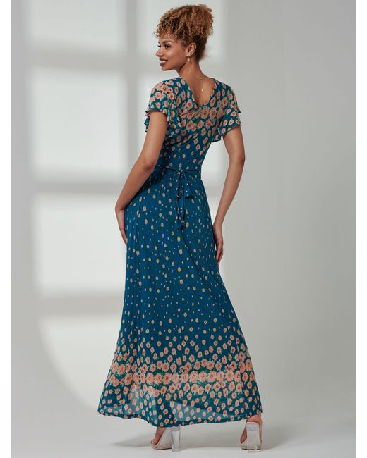 Jolie Moi Blue Kora Floral Print Maxi Dress