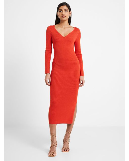 French Connection Red Mari Knit Dress
