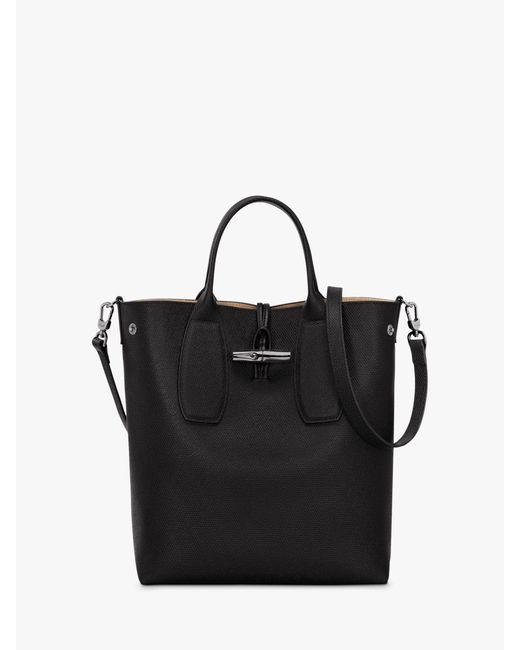 Longchamp Black Roseau Medium Crossbody Bag