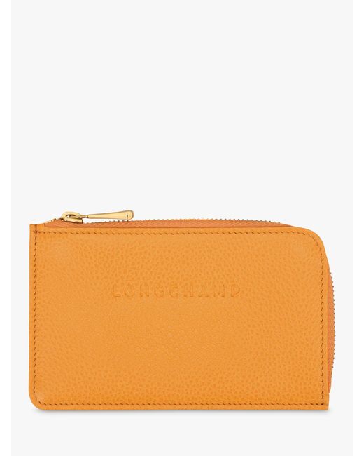 Longchamp Orange Le Foulonné Zipped Leather Card Holder