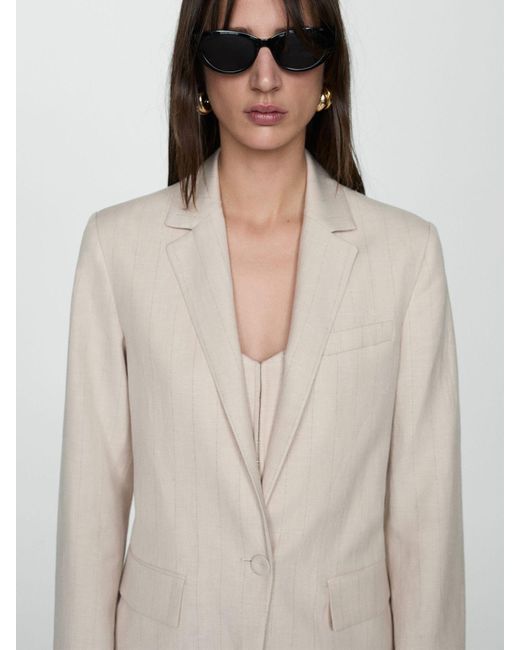Mango Natural Gina Pinstripe Suit Blazer