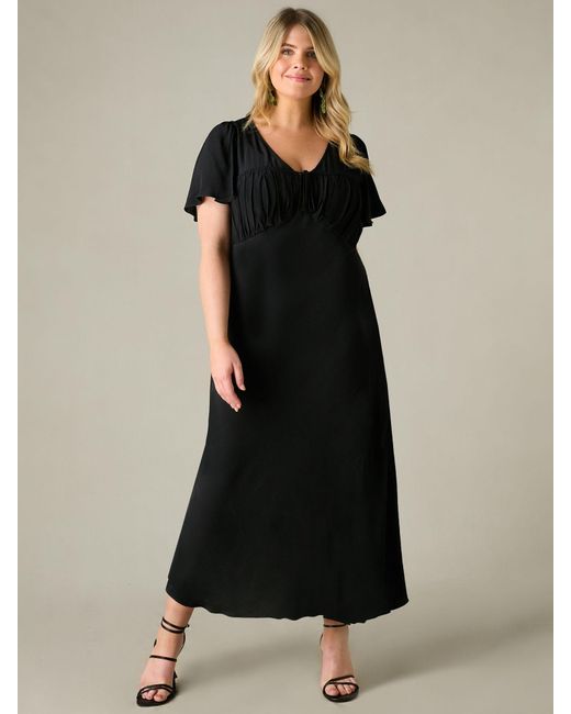 Live Unlimited Black Curve Ruched Front Maxi Dress