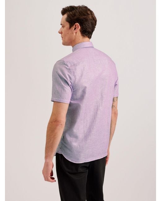 Ted Baker Purple Palomas Short Sleeve Shirt for men