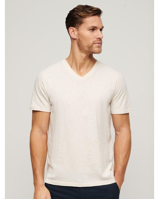 Superdry White V-neck Slub T-shirt for men