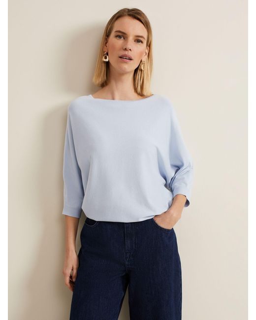 Phase Eight Blue Cristine Fine Knit Batwing Jumper