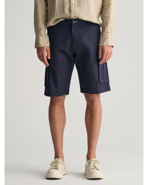 Gant Blue Relaxed Twill Cargo Shorts for men