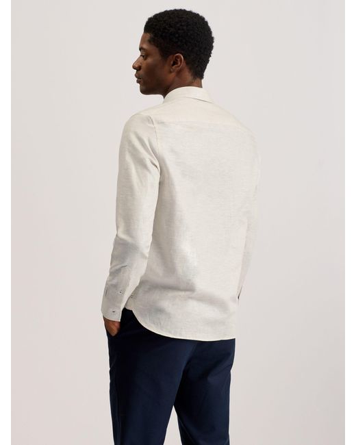 Ted Baker Natural Romeos Linen Cotton Blend Shirt for men