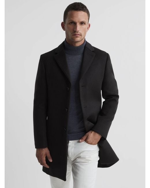 Reiss Gable Epsom Wool Blend Coat in Black for Men | Lyst UK