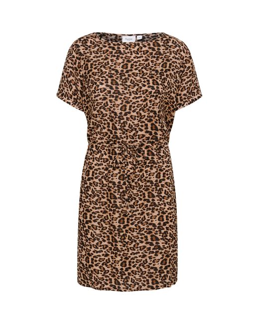 Saint Tropez Brown Zala Short Sleeve Leopard Print Mini Dress