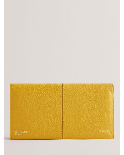 Ted Baker Nishi Soft Grainy Leather Fold Purse in Yellow | Lyst UK