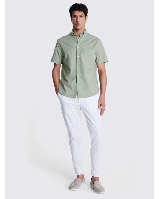 Moss Bros Green Short Sleeve Cotton Shirt for men