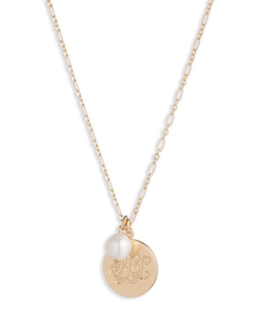 Ralph Lauren Metallic Lauren Pearl Coin Pendant Necklace