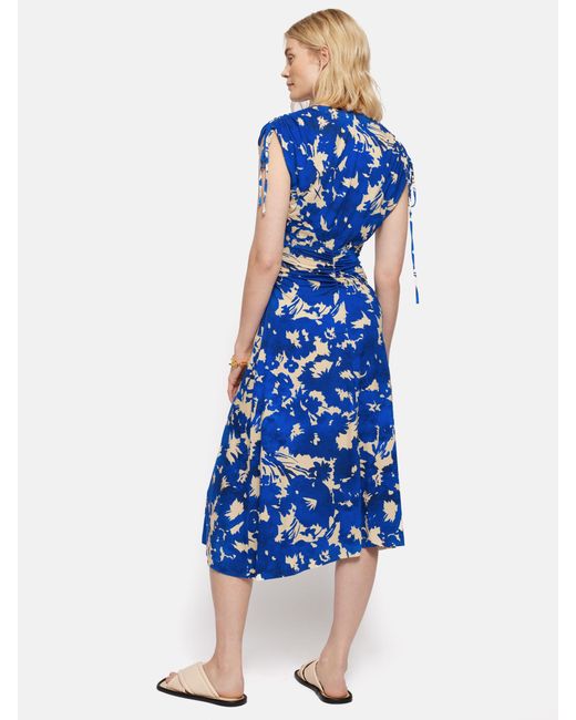 Jigsaw Blue Peony Abstract Print Midi Dress
