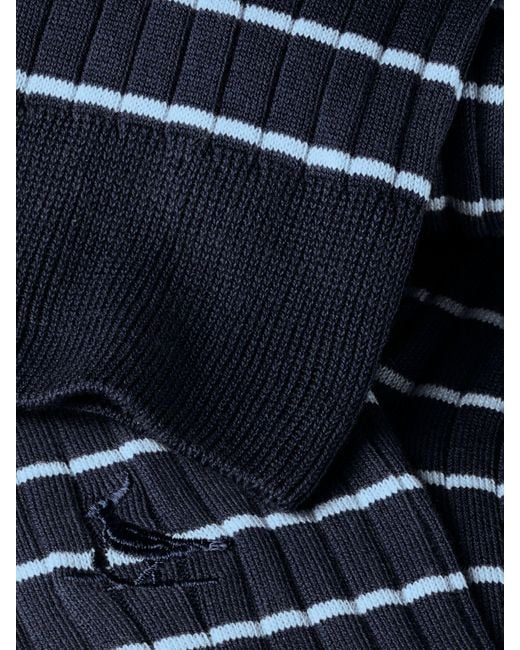 Charles Tyrwhitt Blue Cotton Blend Ribbed Stripe Socks for men