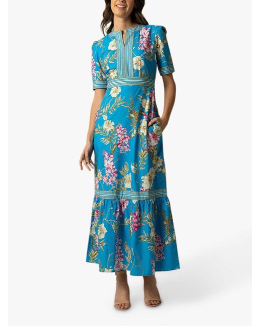 Raishma Blue Darcie Floral Maxi Dress