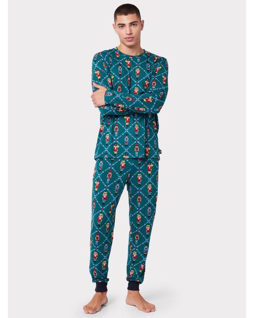 Chelsea Peers Blue Nutcracker Print Pyjama Set for men