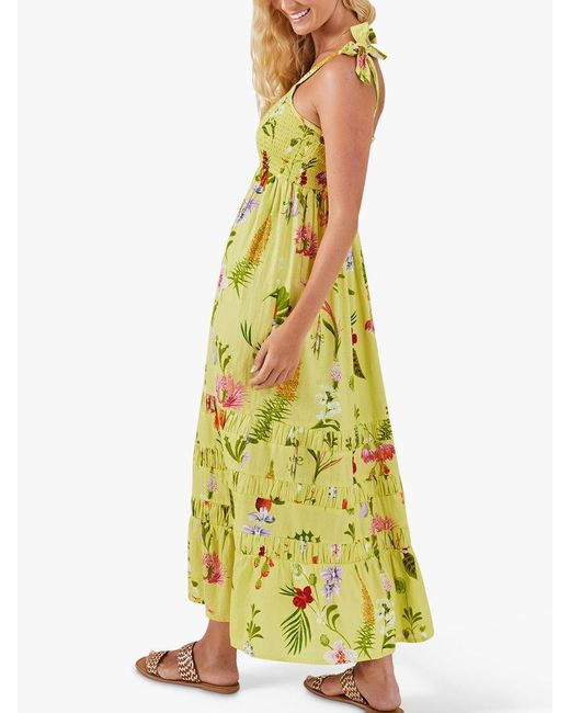 Accessorize Yellow Botanical Print Cotton Linen Blend Maxi Dress