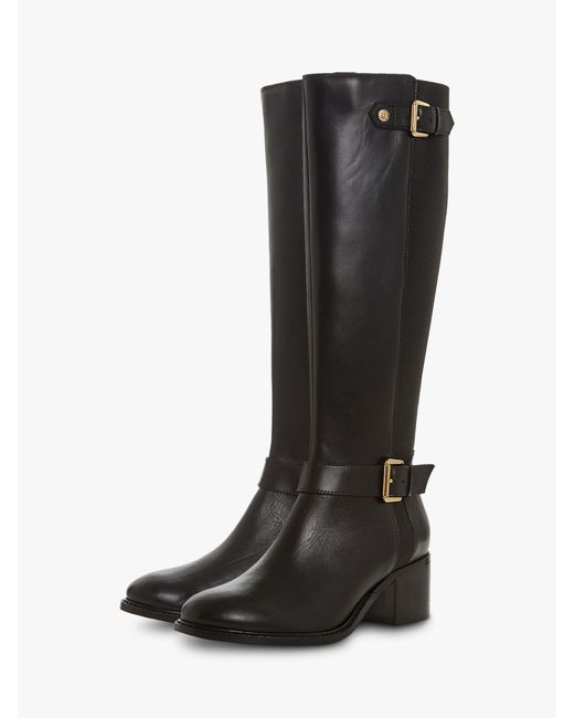 dune black leather knee high boots