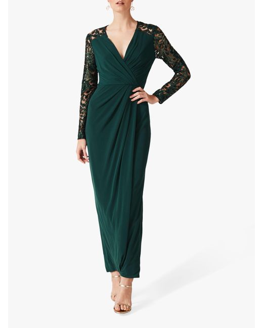 Phase Eight Green 's Melony Sequin Sleeve Maxi Dress