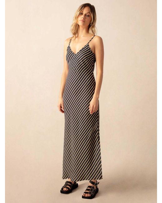 Ro&zo Natural Stripe Slip Maxi Dress