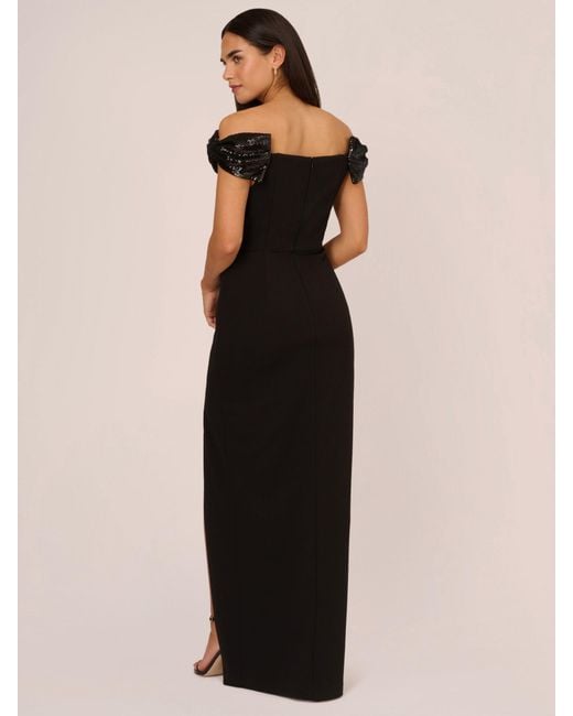 Adrianna Papell Black Aidan By Stretch Knit Crepe Maxi Dress