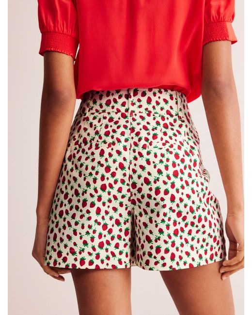 Boden Red Westbourne Cotton Sateen Shorts