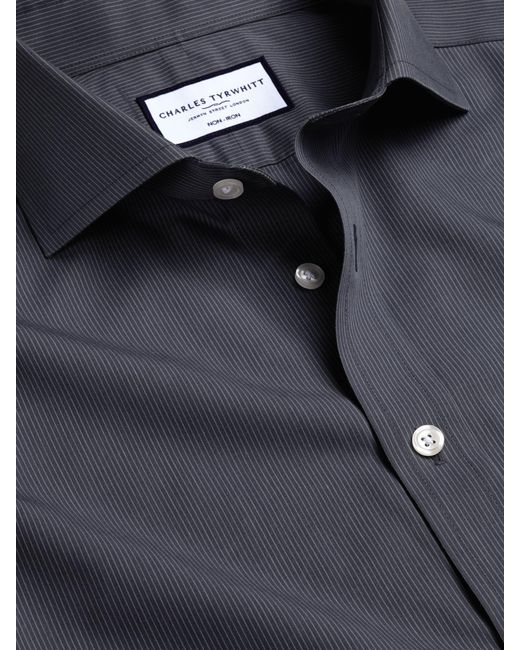Charles Tyrwhitt Blue Key Stripe Non-iron Poplin Shirt for men