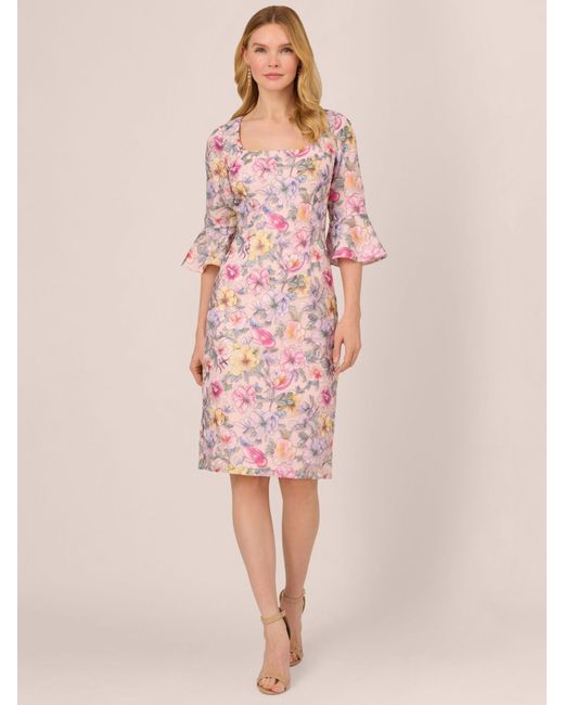 Adrianna Papell Pink Floral Knee Length Dress
