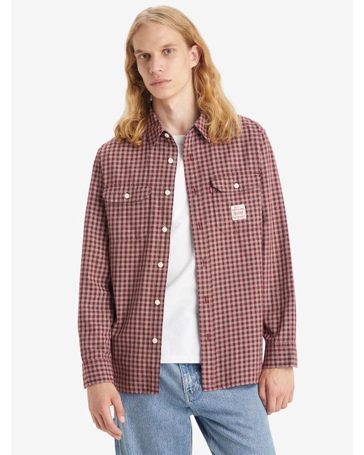 Levi's Red Classic Checked Worker Shirt for men