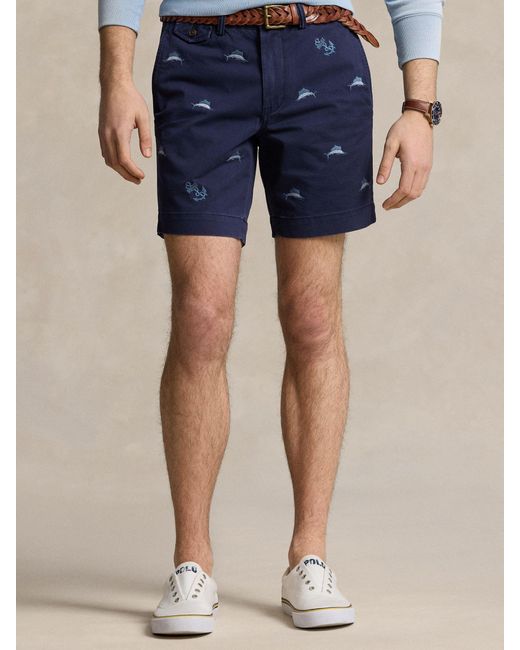 Ralph Lauren Blue Stretch Chino Shorts for men