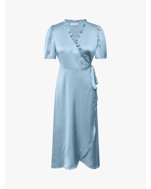 A-View Blue Peony Wrap Dress
