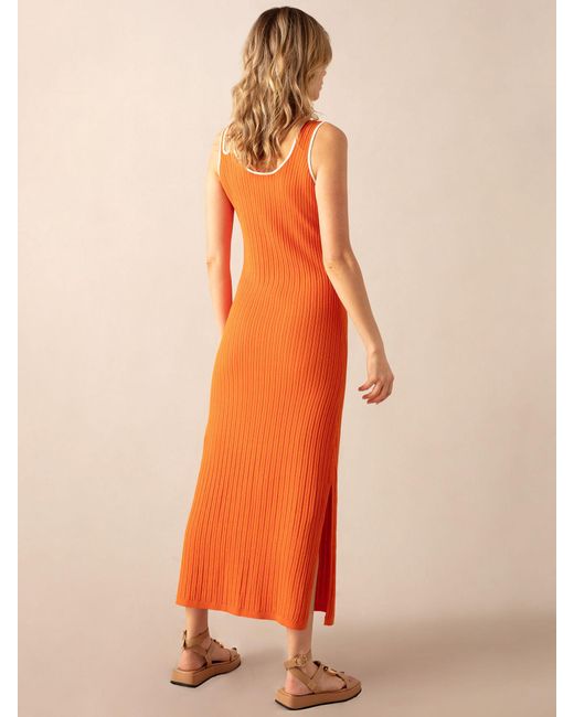 Ro&zo Orange Contrast Trim Rib Knit Maxi Dress