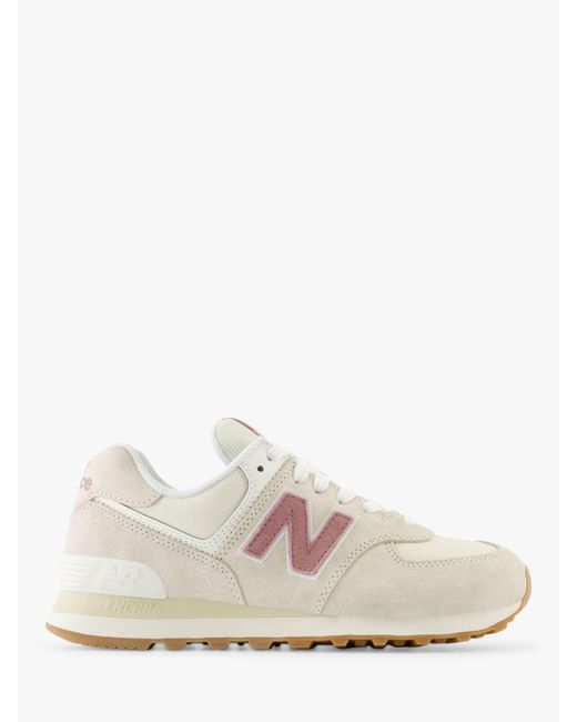 New Balance White 574 Suede Mesh Trainers