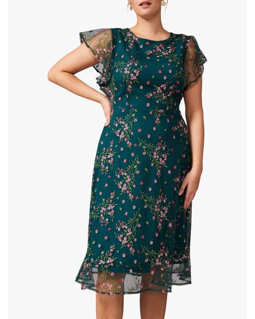 Studio 8 Green Aileen Floral Embroidered Dress