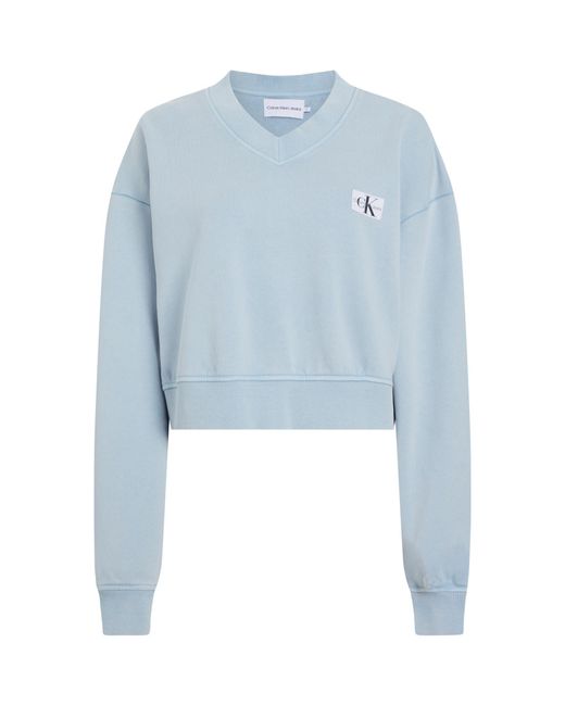 Calvin Klein Blue Cotton V-neck Sweatshirt