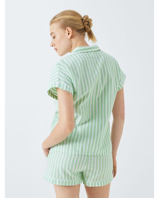 John Lewis Green Luna Stripe Shirt Shorty Pyjama Set